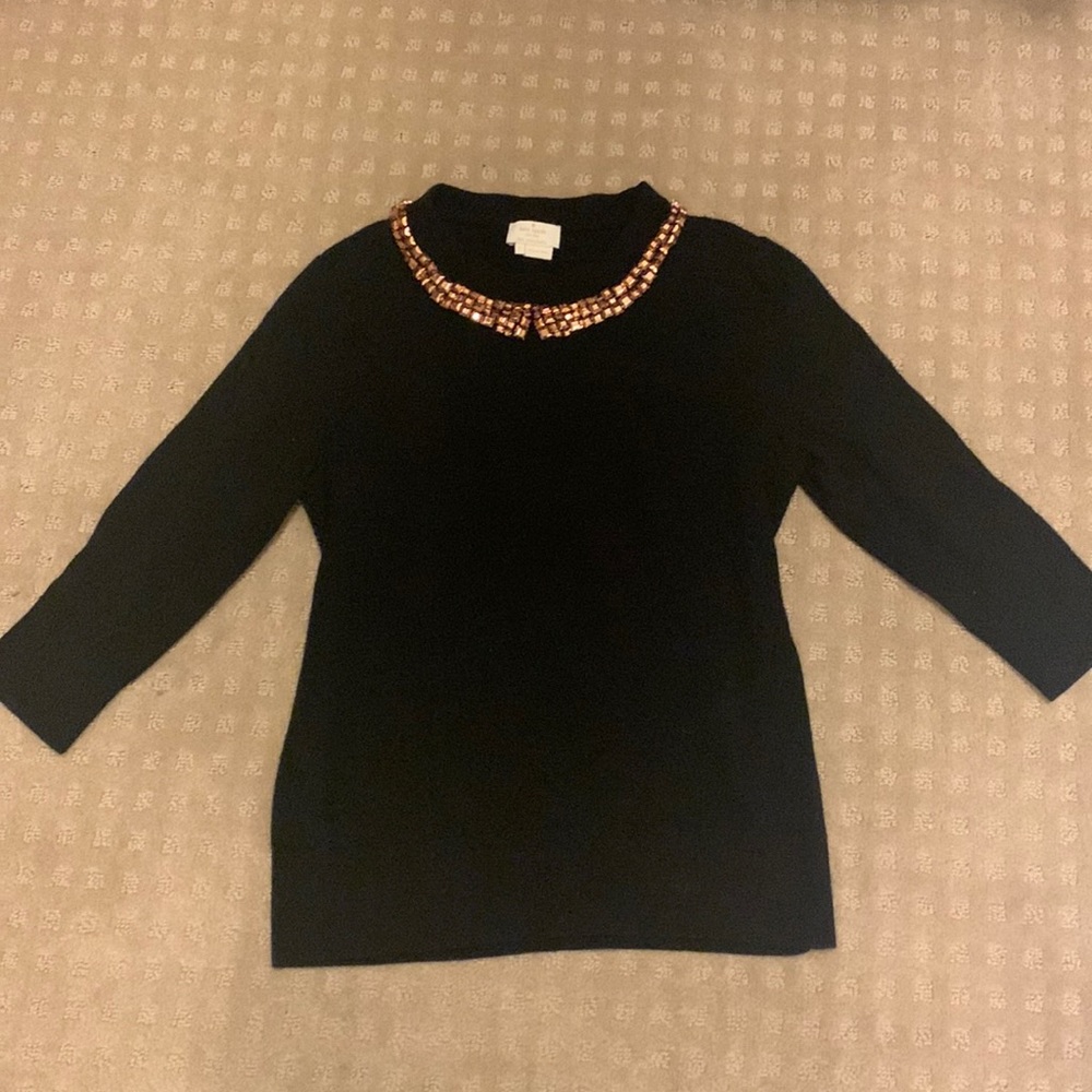 Kate Spade black embellished sweater top size L